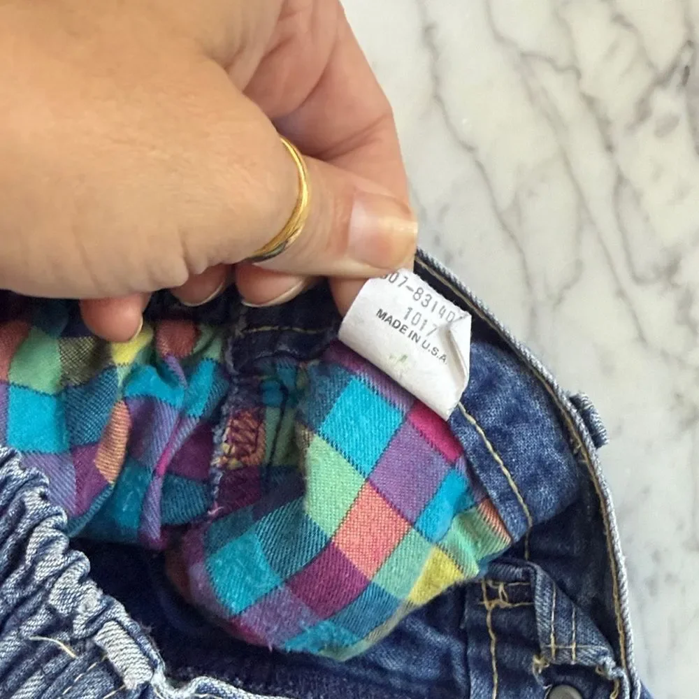 Vintage Osh Kosh Girl Denim Jeans Plaid Lined Sz 6X